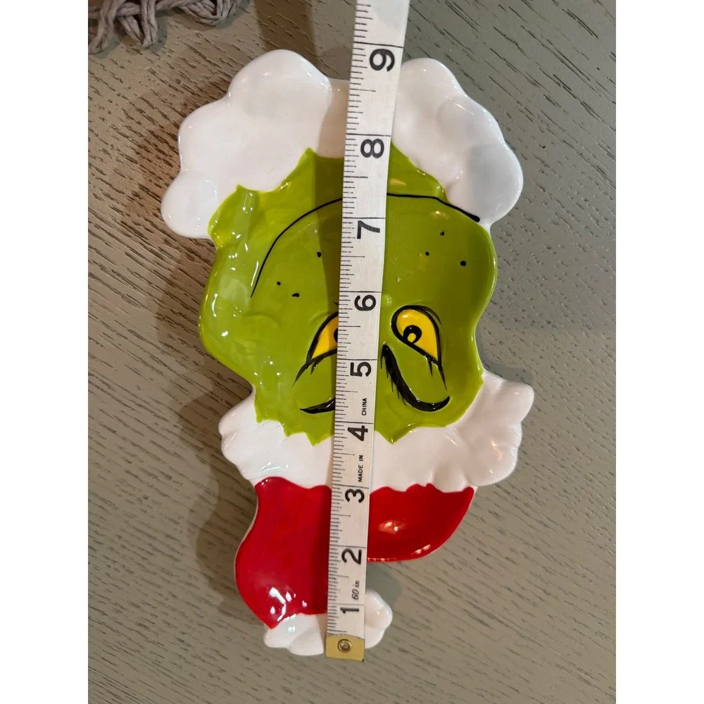 Williams Sonoma The Grinch Christmas Spoon Rest Ceramic Green Santa Hat Holiday